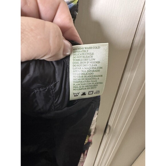 Tangerine Puffer Vest Packable Black Multi Color Watercolor Size Small Women’s - Picture 6 of 8